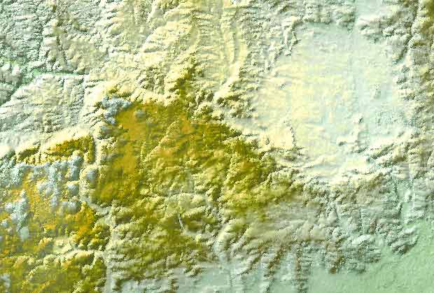 Steinheimer Becken und Ries im Satelliten-Radarbild